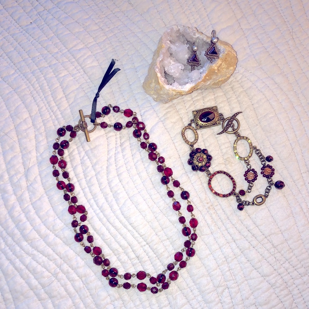 Burgundy trio jewelry